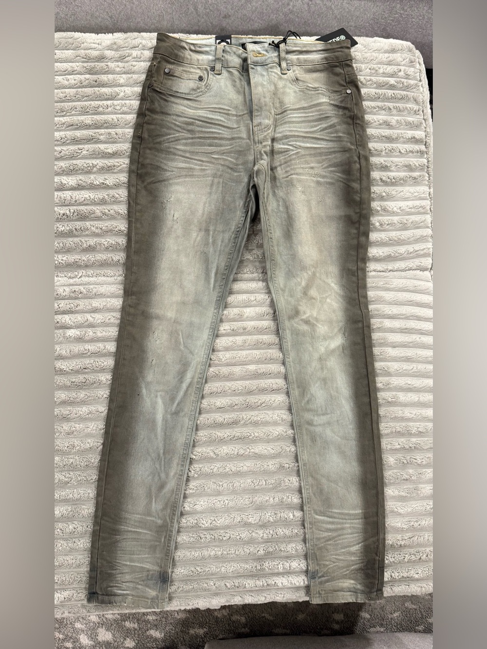 Serenede Light Wash Denim Jeans - Pale Green Tint